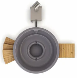 Houtgestookte Hottub Met Filteraansluiting - 6-8 Personen - Grijs -Spa Verwennerij ba inclusief