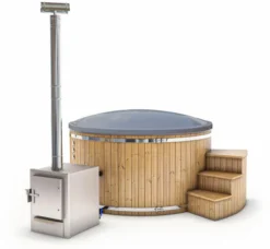 Houtgestookte Hottub Met Filteraansluiting - 4-6 Personen - Grijs -Spa Verwennerij cover grijs 1 1