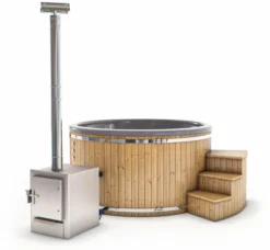 Houtgestookte Hottub - 6-8 Personen - Grijs -Spa Verwennerij grijs va exclusief